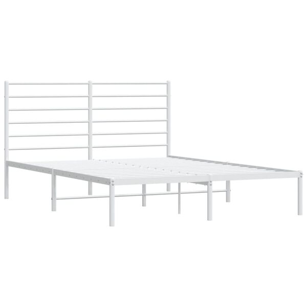 vidaXL Cadre de lit m&eacute;tal sans matelas et t&ecirc;te de lit blanc 120x200 cm