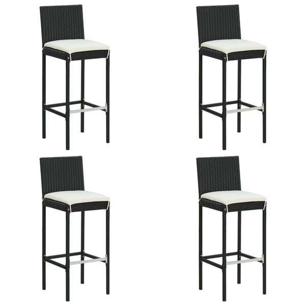 vidaXL Ensemble de bar de jardin avec coussins 5 pcs Noir