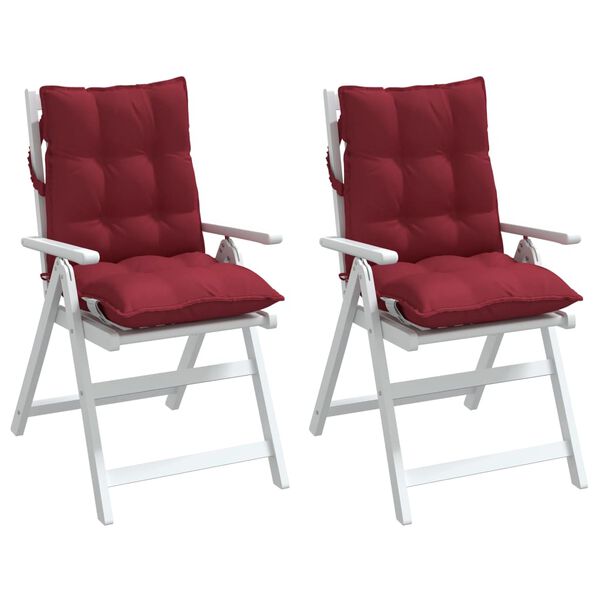 vidaXL Coussins de chaise &agrave; dossier bas lot de 2 rouge bordeaux