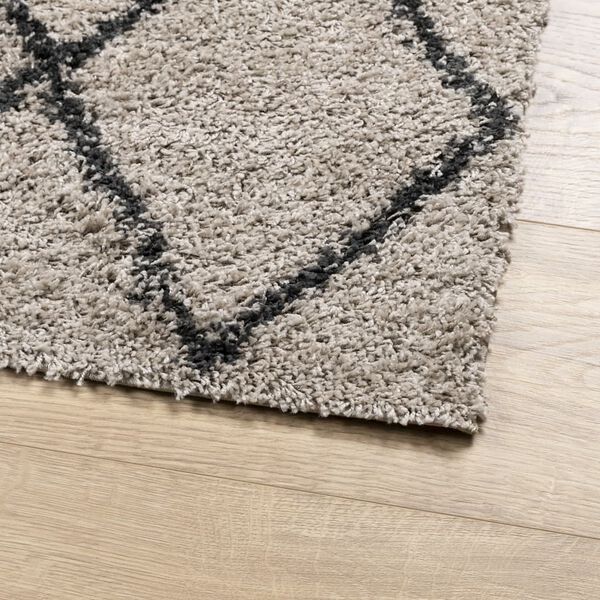 vidaXL Tapis shaggy &agrave; poils longs moderne beige anthracite 160x230 cm