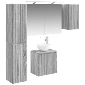 vidaXL Ensemble d'armoire de salle de bain 5 pc Sonoma gris