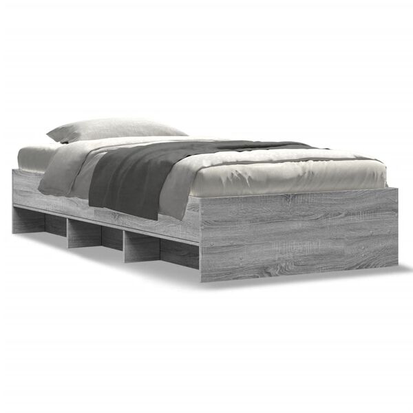 vidaXL Cadre de lit sans matelas sonoma gris 90x190 cm