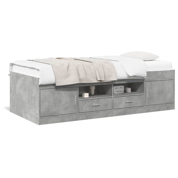 vidaXL Lit de jour avec tiroirs sans matelas gris b&eacute;ton 90x200 cm