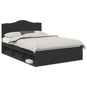 vidaXL Cadre de lit avec t&ecirc;te de lit Noir 140 x 200 cm Pin massif