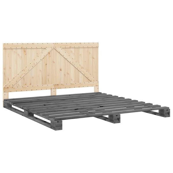 vidaXL Cadre de lit sans matelas gris 200x200 cm bois massif de pin