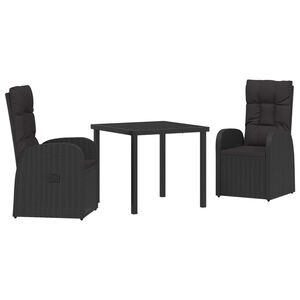 vidaXL Ensemble de salle &agrave; manger pour jardin 3 pc Noir polyrotin