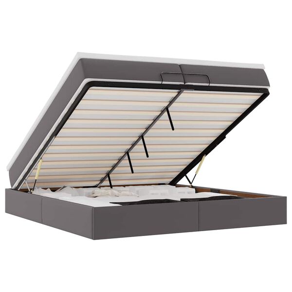 VidaXL Cadre de lit ottoman avec matelas gris 200x200 cm similicuir