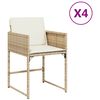 vidaXL Chaises de jardin avec coussins lot de 4 beige r&eacute;sine tress&eacute;e