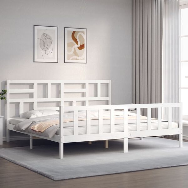 vidaXL Cadre de lit sans matelas blanc 200x200 cm bois massif de pin