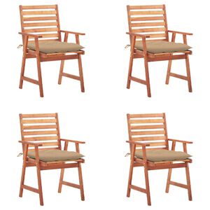 vidaXL Chaises &agrave; manger d'ext&eacute;rieur lot de 4 et coussins Acacia massif