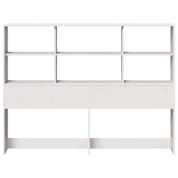 vidaXL T&ecirc;te de lit avec rangement blanc 140 cm bois massif de pin