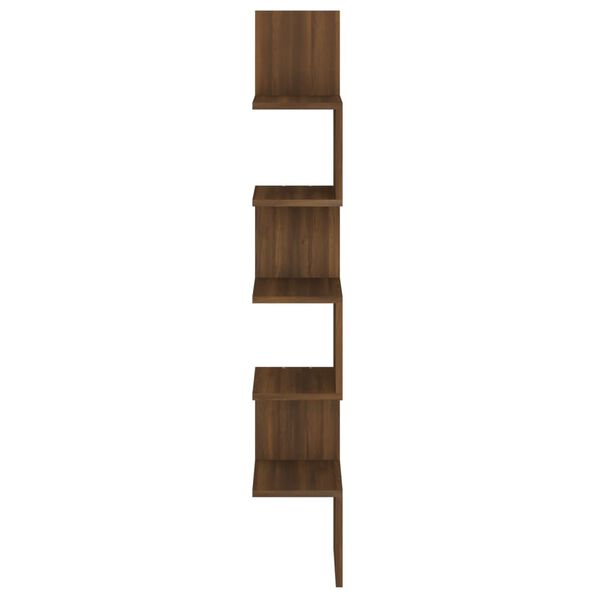 vidaXL &Eacute;tag&egrave;re d'angle murale Ch&ecirc;ne brun 20x20x127,5cm Bois ing&eacute;nierie
