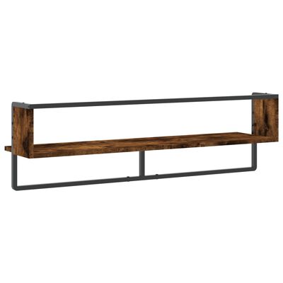 vidaXL Étagère murale avec barre chêne fumé 100x25x30 cm