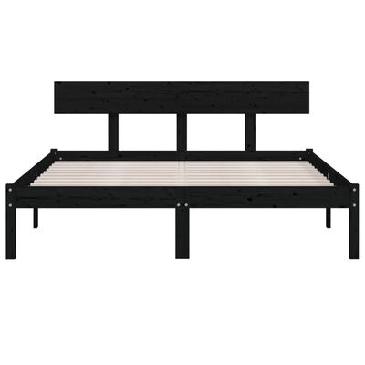 vidaXL Cadre de lit sans matelas noir bois de pin massif