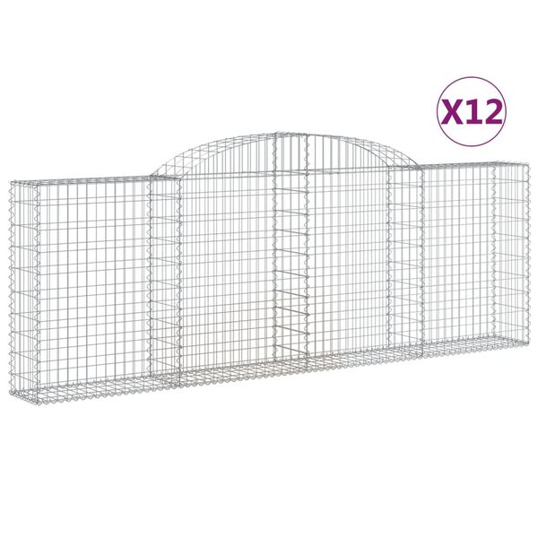 vidaXL Paniers &agrave; gabions arqu&eacute;s 12 pcs 300x30x100/120 cm fer galvanis&eacute;