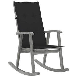 vidaXL Chaise &agrave; bascule avec coussins Gris Bois d'acacia massif