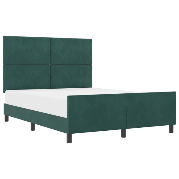 vidaXL Lit &agrave; ressorts avec t&ecirc;te de lit Vert fonc&eacute; 140 x 190 cm Velours