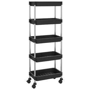 vidaXL Chariot de cuisine 5 niveaux Noir 42x29x128 cm Fer et ABS