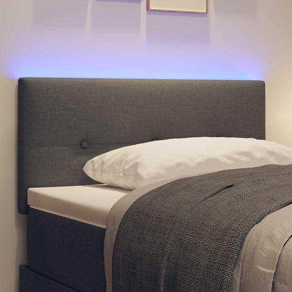vidaXL T&ecirc;te de lit LED avec t&ecirc;te de lit Gris fonc&eacute; 90 cm Polyester