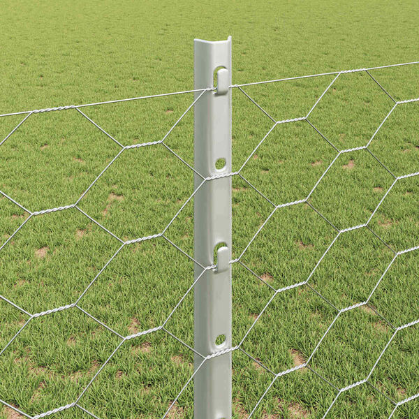 vidaXL Cl&ocirc;ture avec poteau Argent&eacute; 1,2 x 25 m Acier