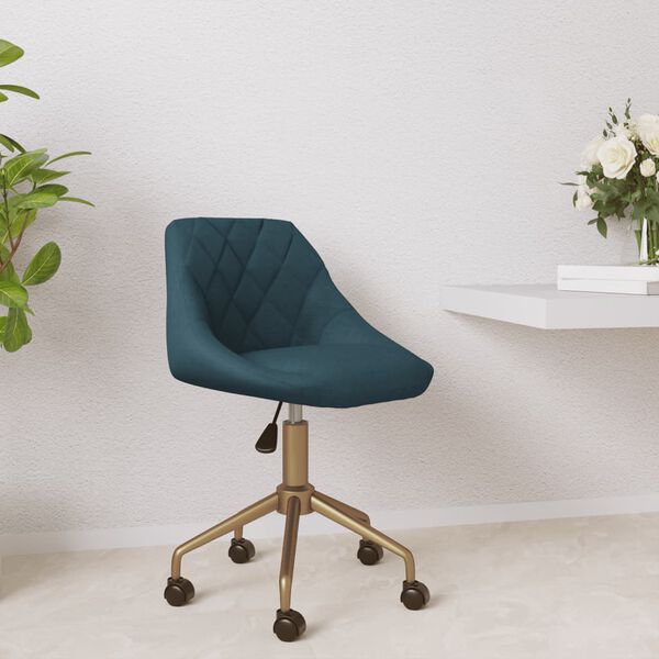 vidaXL Chaise pivotante de salle &agrave; manger Bleu Velours
