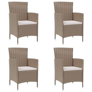 vidaXL Chaises de jardin avec coussins lot de 4 R&eacute;sine tress&eacute;e Beige