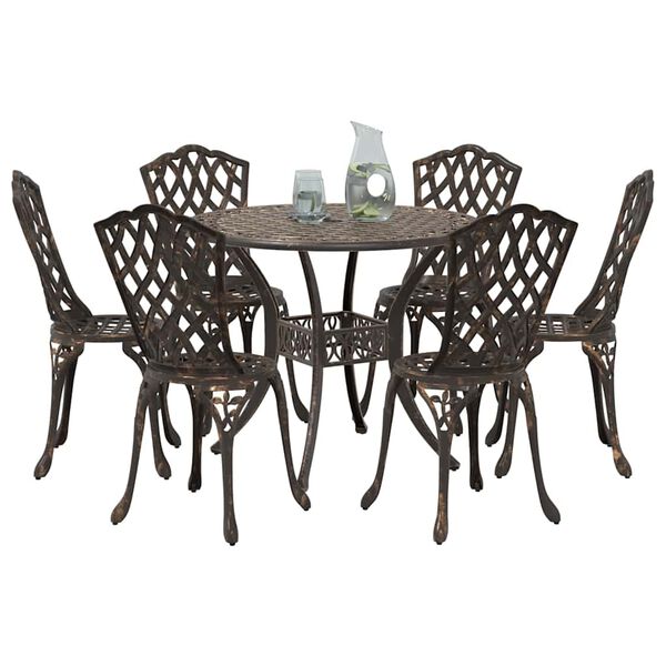 vidaXL Ensemble de salle &agrave; manger pour jardin 7 pcs Bronze Aluminium
