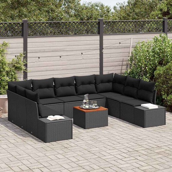 vidaXL Ensemble de canap&eacute; de jardin 10 pcs Noir