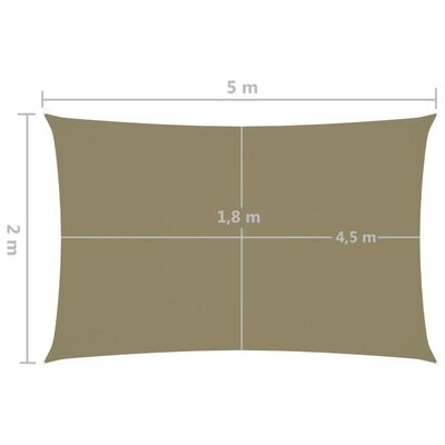 vidaXL Voile de parasol tissu oxford rectangulaire 2x5 m beige