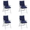 vidaXL Coussins de chaise &agrave; dossier bas lot de 4 bleu marine
