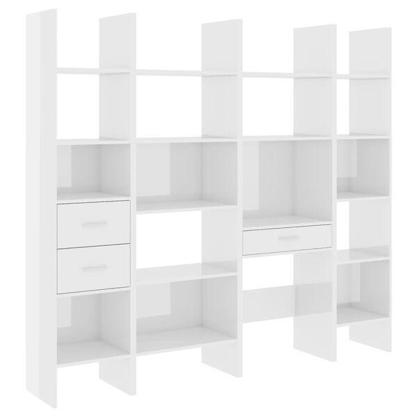 vidaXL Ensemble de biblioth&egrave;que 4 pcs Blanc brillant Bois d'ing&eacute;nierie