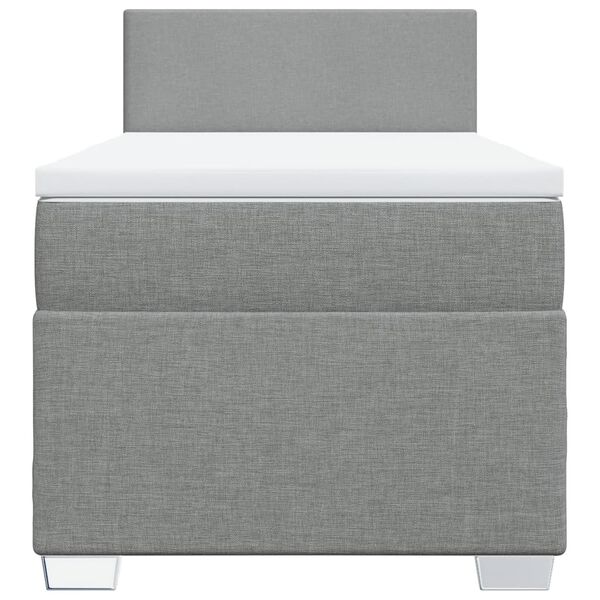 vidaXL Sommier &agrave; lattes de lit avec matelas Gris clair 90x200 cm Tissu