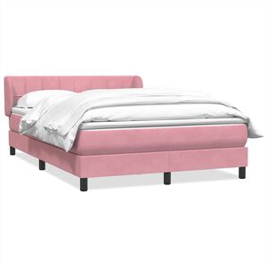 vidaXL Sommier &agrave; lattes de lit avec matelas rose 160x220 cm velours
