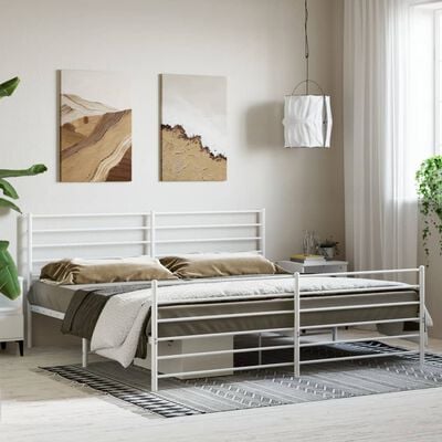 vidaXL Cadre de lit métal sans matelas et pied de lit blanc 183x213 cm