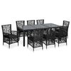 vidaXL Ensemble &agrave; manger d'ext&eacute;rieur 9 pcs R&eacute;sine tress&eacute;e Noir