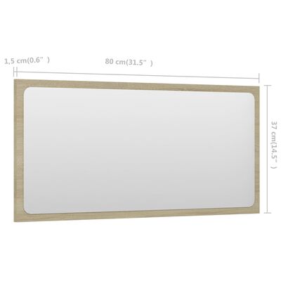 vidaXL Miroir de salle de bain Chêne sonoma 80x1,5x37 cm Aggloméré