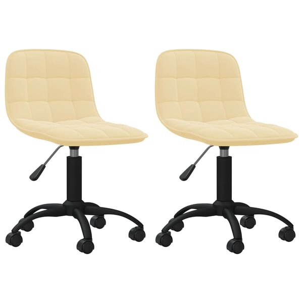 vidaXL Chaises pivotantes &agrave; manger lot de 2 Cr&egrave;me Velours