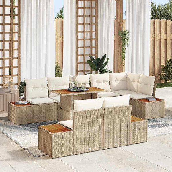 vidaXL Ensemble de salle &agrave; manger pour jardin 9 pcs Beige et cr&egrave;me