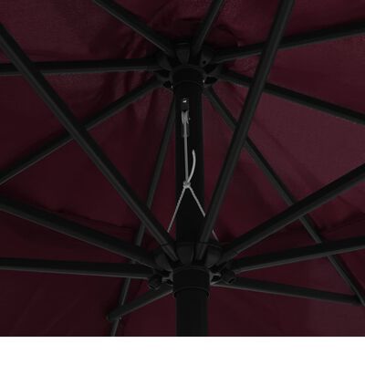 vidaXL Parasol de jardin avec mât en métal 390 cm rouge bordeaux