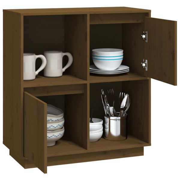vidaXL Buffet marron miel 74x35x80 cm bois massif de pin