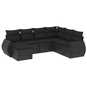 vidaXL Salon de jardin 7 pcs avec coussins noir r&eacute;sine tress&eacute;e