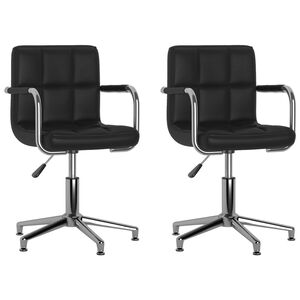 vidaXL Chaises &agrave; manger pivotantes lot de 2 Noir Similicuir