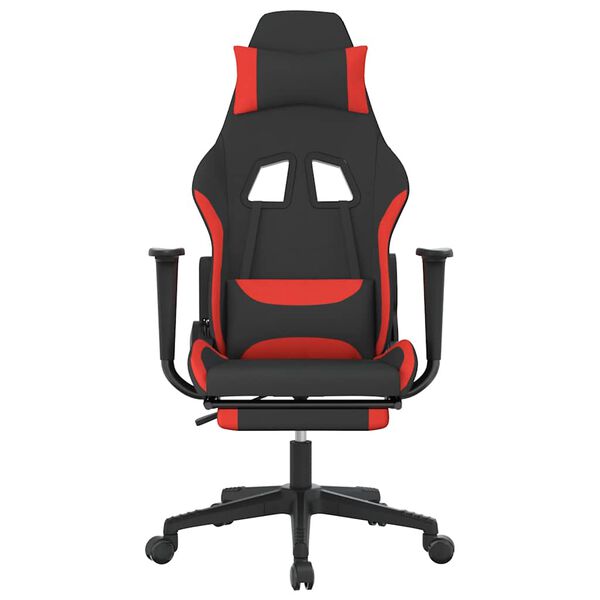 vidaXL Chaise de jeu de massage avec repose-pied Noir et rouge Tissu