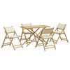 vidaXL Ensemble de bistro pliante 5 pcs et coussins blanc cr&egrave;me bambou