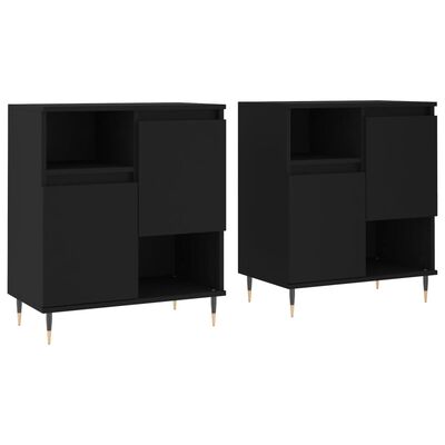 vidaXL Buffets 2 pcs noir bois d'ingénierie