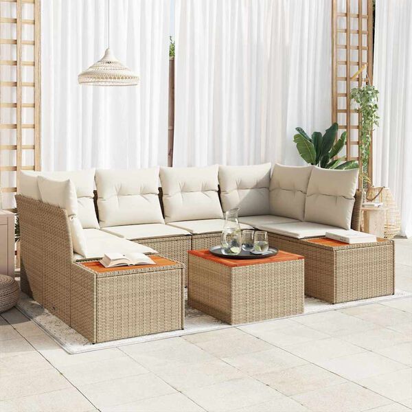 vidaXL Ensemble de canap&eacute; de jardin 6 pcs Beige Poly rotin