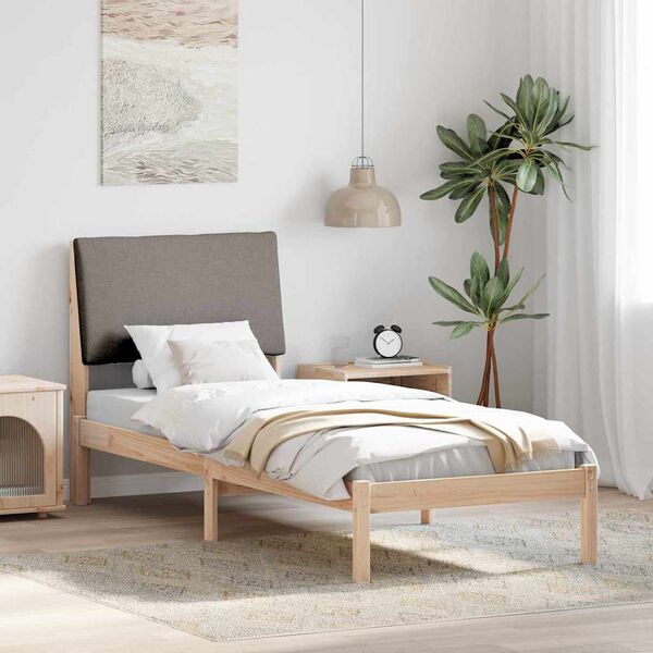 vidaXL Cadre de lit Marron et taupe 80 x 200 cm Bois massif en pin