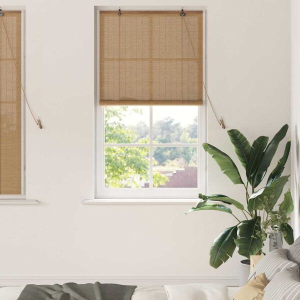 vidaXL Store enrouleur avec des rideaux Marron 90 x 160 cm Bambou