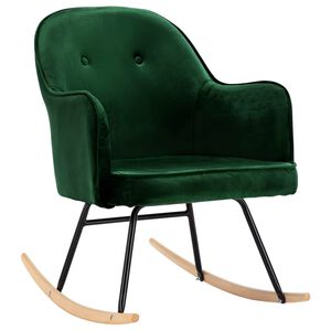 vidaXL Chaise &agrave; bascule Vert fonc&eacute; Velours