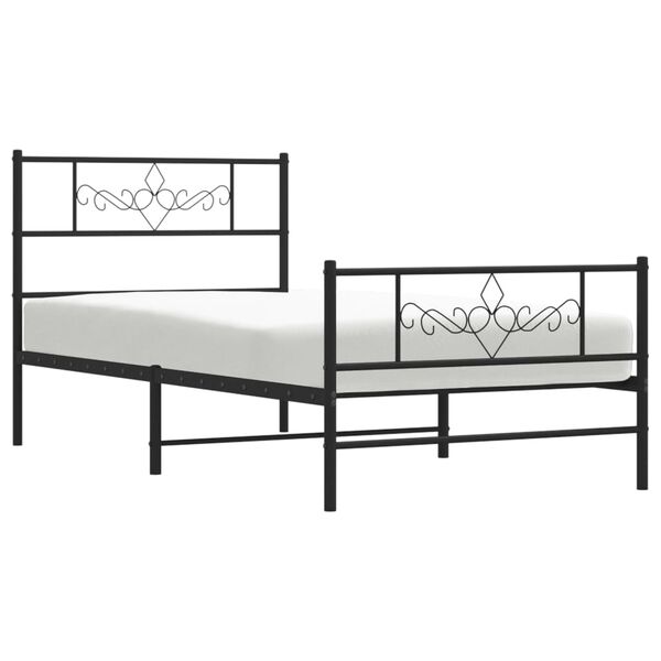 vidaXL Cadre de lit m&eacute;tal sans matelas avec pied de lit noir 107x203cm